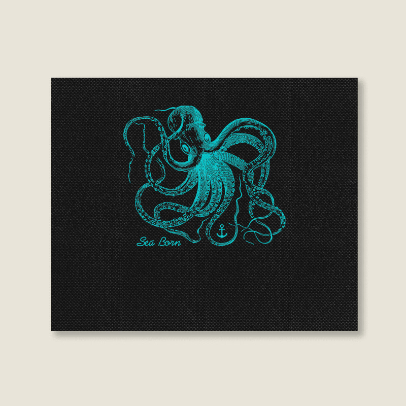 Octopus Cool Vintage Marine Biologist Ocean Sea Life 4 Landscape Canvas Print | Artistshot