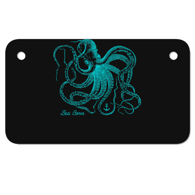 Octopus Cool Vintage Marine Biologist Ocean Sea Life 4 Motorcycle License Plate | Artistshot