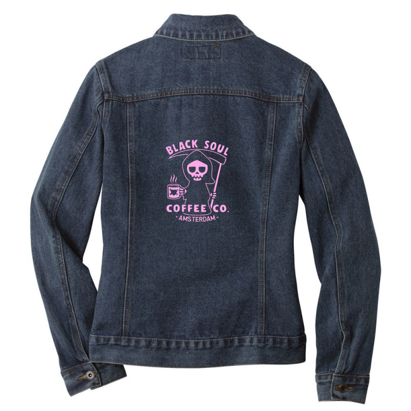 Black Soul Coffee Ladies Denim Jacket by liodraart | Artistshot