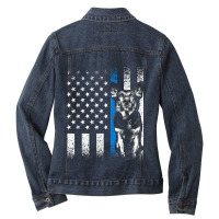 Thin Blue Line American Flag Police K9 Dog Balinese Malinois Ladies Denim Jacket | Artistshot