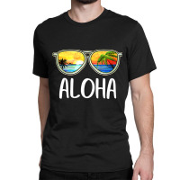 Aloha Hawaii Hawaiian Island Sunglasses Palm Trees Beach Classic T-shirt | Artistshot