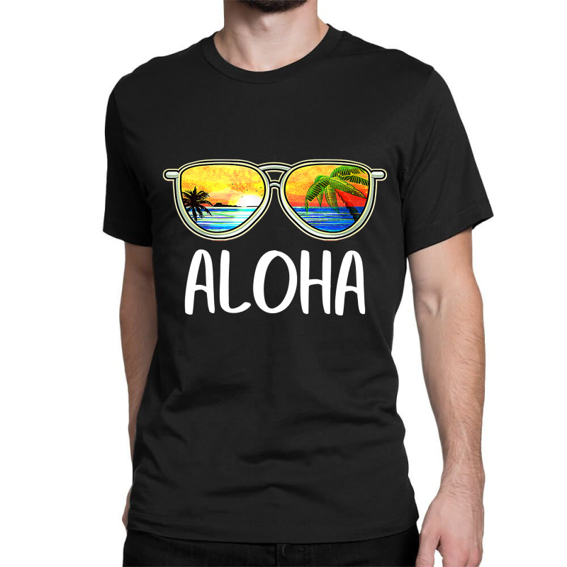 Aloha Hawaii Hawaiian Island Sunglasses Palm Trees Beach Classic T-shirt by cm-arts | Artistshot