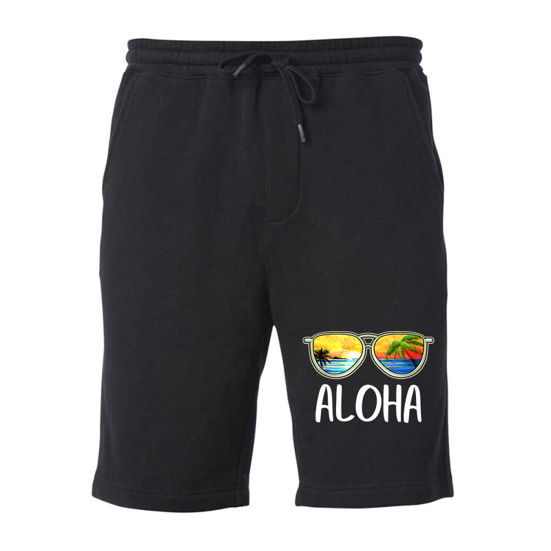 Aloha Hawaii Hawaiian Island Sunglasses Palm Trees Beach Fleece Short by cm-arts | Artistshot