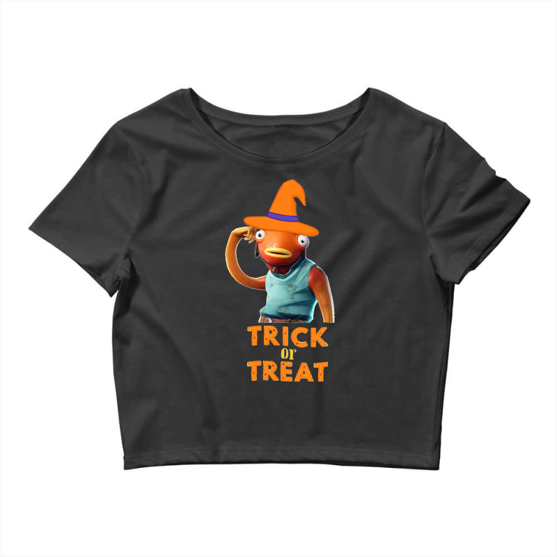 Trick Or Treat Fishstick Skin Crop Top | Artistshot