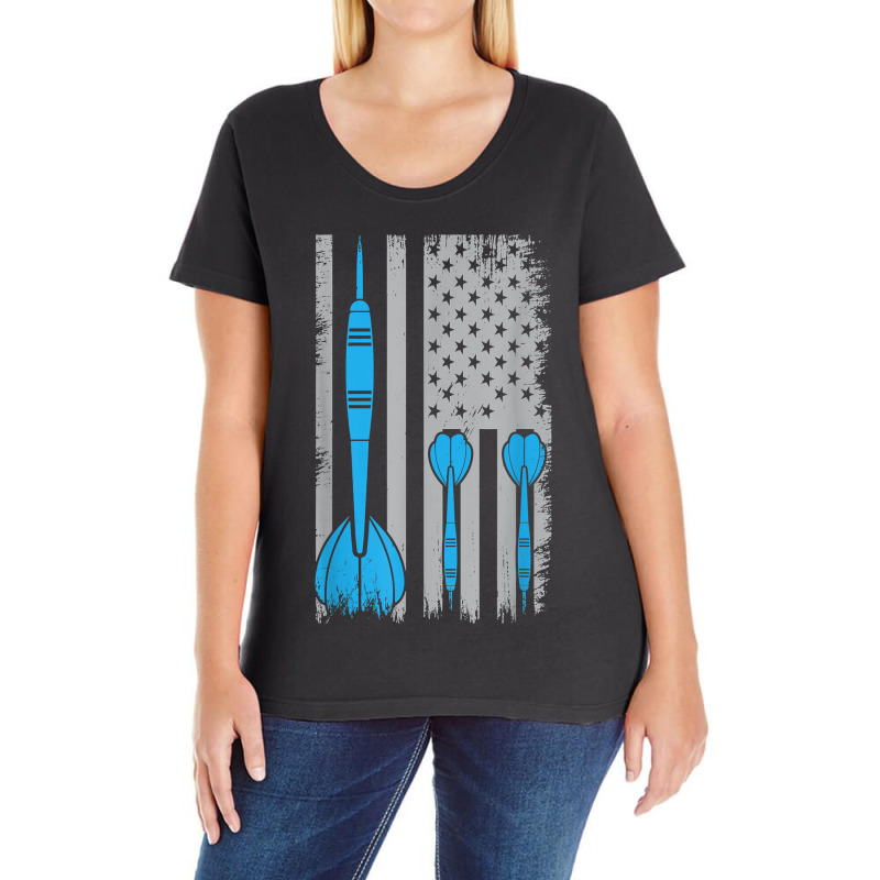 Darts Flag Usa Dartboard Dart Player T-shirt Ladies Curvy T-Shirt by cm-arts | Artistshot