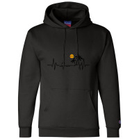 Heartbeat With Tropical Palm Trees Beach Island And Dolphin T-shirt Champion Hoodie | Artistshot