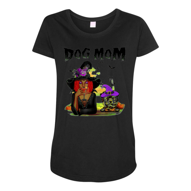 Halloween Witch Dog Yorkshire Terrier Mom Witch Maternity Scoop Neck T-shirt by Bestarts | Artistshot