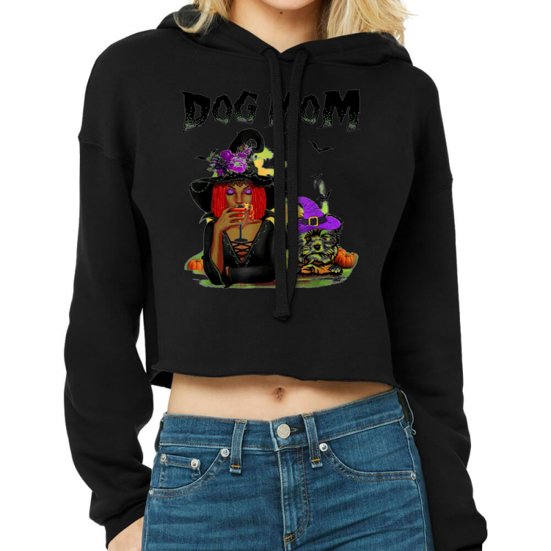 Halloween Witch Dog Yorkshire Terrier Mom Witch Cropped Hoodie by Bestarts | Artistshot