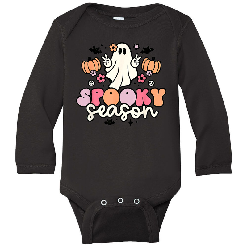 Halloween Groovy Retro Ghost Spooky Season Long Sleeve Baby Bodysuit by Newshirt | Artistshot