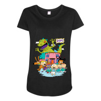 Rugrats Running Away From Reptar Maternity Scoop Neck T-shirt | Artistshot