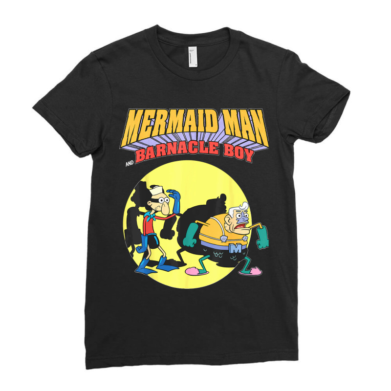 Mermaid Man Barnacle Boy Ladies Fitted T-Shirt by cm-arts | Artistshot