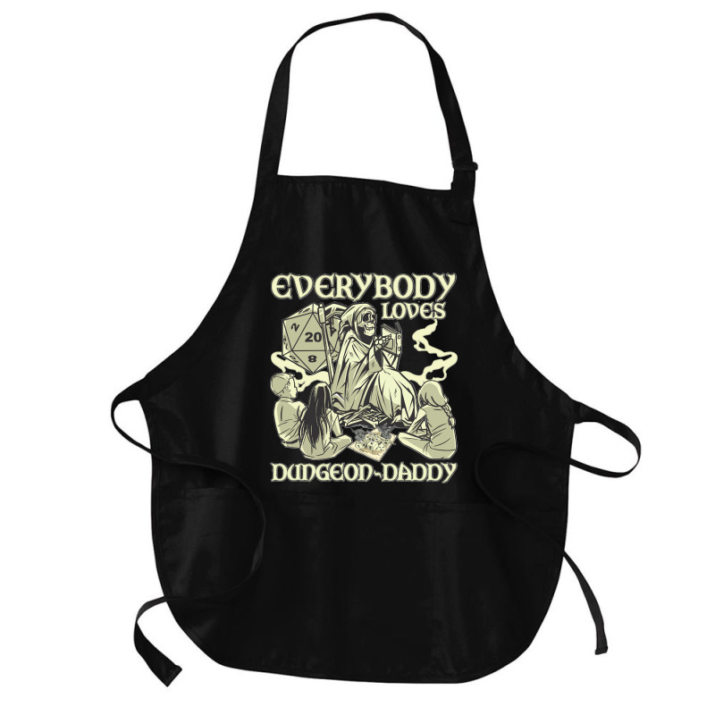 Rpg Gamer Dungeon Daddy D20 Dice Pen And Paper Board Game Classic Medium-length Apron | Artistshot