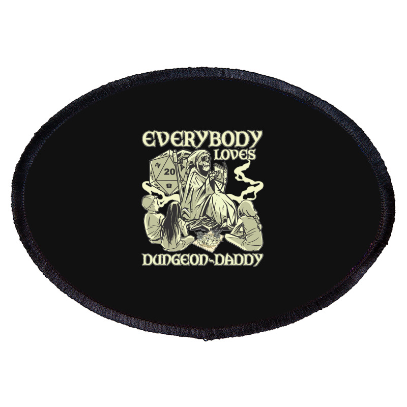 Rpg Gamer Dungeon Daddy D20 Dice Pen And Paper Board Game Classic Oval Patch | Artistshot