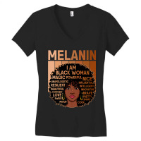 I Am Black Woman Black History Month Melanin Black Girl Music Vintage Women's V-neck T-shirt | Artistshot