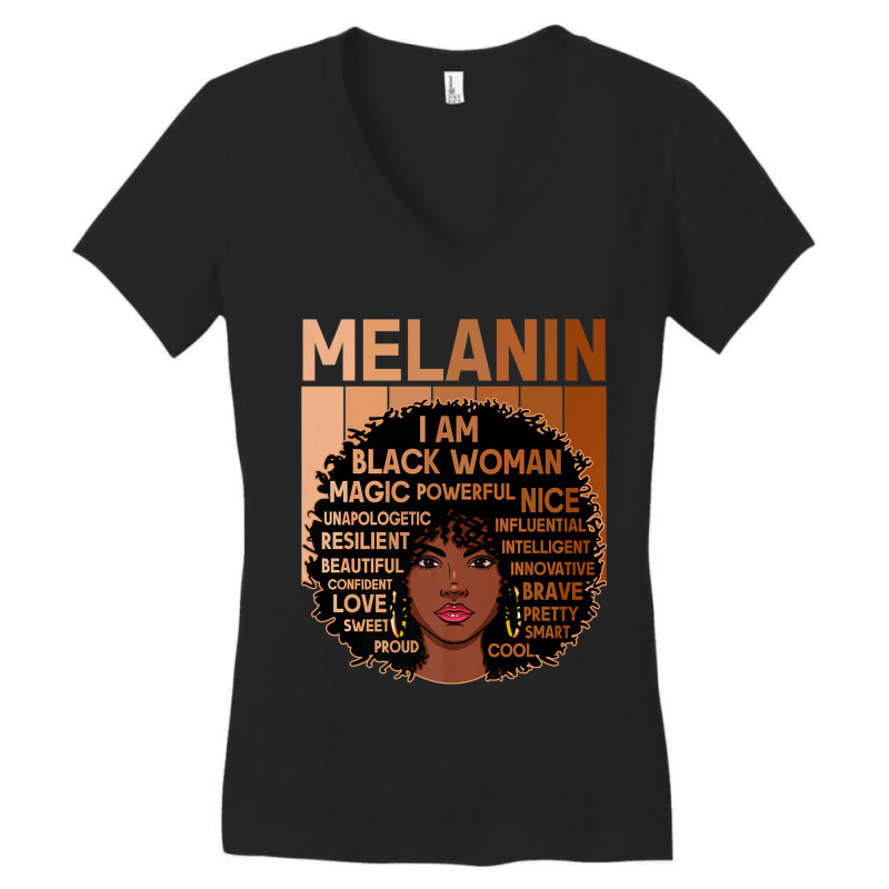 I Am Black Woman Black History Month Melanin Black Girl Music Vintage Women's V-Neck T-Shirt by TyrellDesign | Artistshot