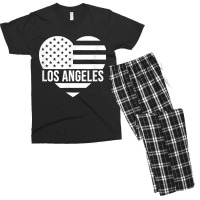 Los Angeles Usa Flag America City Hometown Vacation American T Shirt Men's T-shirt Pajama Set | Artistshot