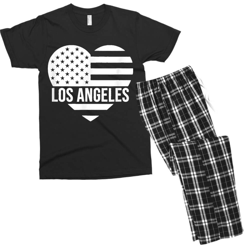 Los Angeles Usa Flag America City Hometown Vacation American T Shirt Men's T-shirt Pajama Set by MilesDanialMayberry | Artistshot