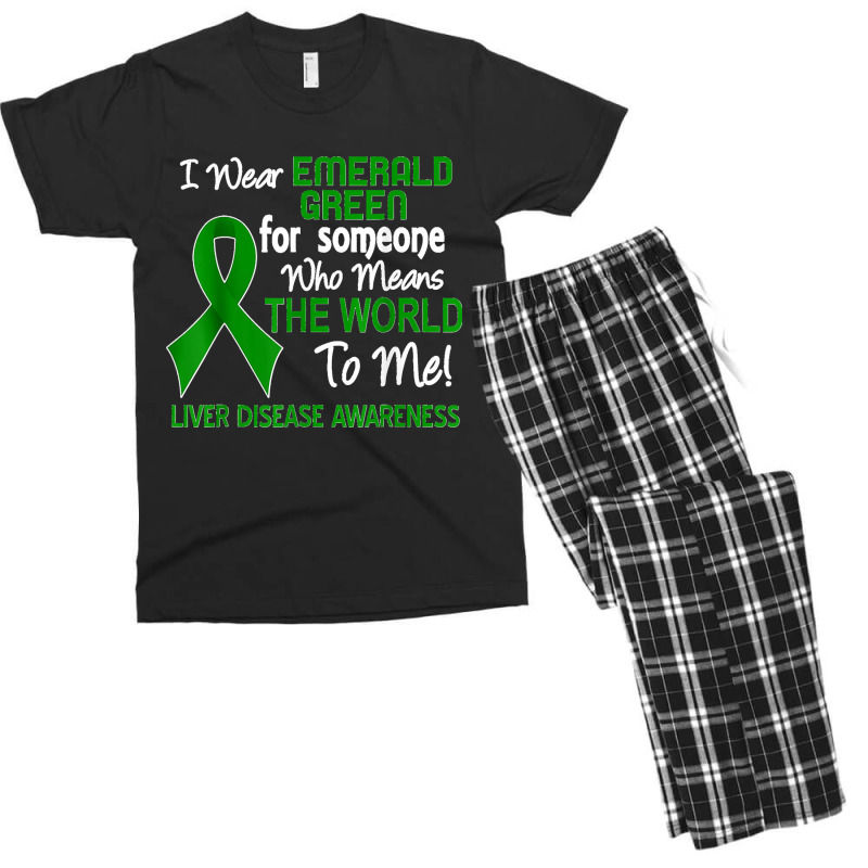 Liver Disease Awareness Green Ribbon Support Strong Warriors Men's T-shirt Pajama Set | Artistshot