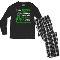 Liver Disease Awareness Green Ribbon Support Strong Warriors Men's Long Sleeve Pajama Set | Artistshot