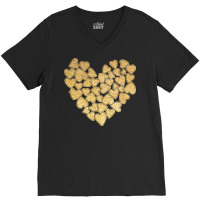 Gold Heart T  Shirt Gold Heart Valentine's Day T  Shirt V-neck Tee | Artistshot