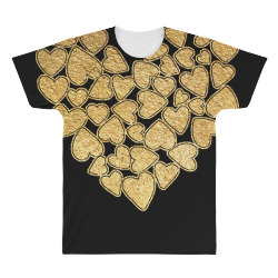 gold heart t  shirt gold heart valentine's day t  shirt All Over Men's T-shirt | Artistshot