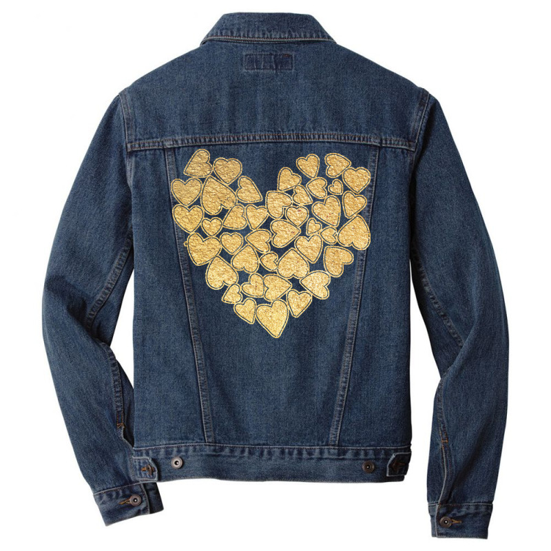 Gold Heart T  Shirt Gold Heart Valentine's Day T  Shirt Men Denim Jacket | Artistshot