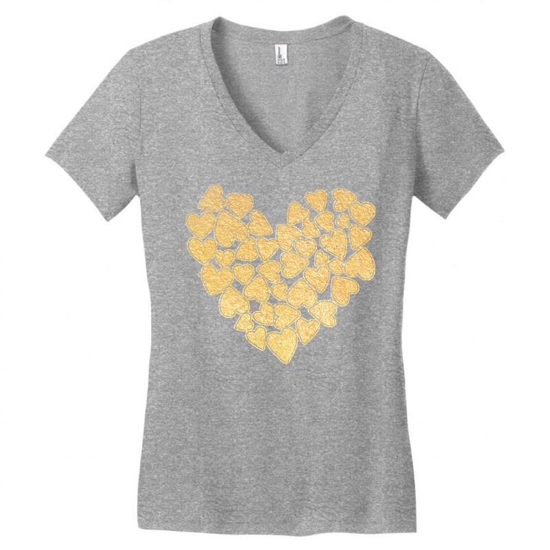 Gold Heart T  Shirt Gold Heart Valentine's Day T  Shirt Women's V-neck T-shirt | Artistshot