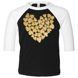 gold heart t  shirt gold heart valentine's day t  shirt Toddler 3/4 Sleeve Tee | Artistshot