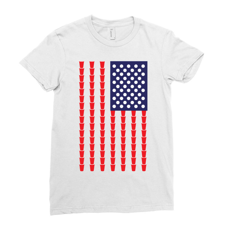 Beer Pong American Flag Ladies Fitted T-Shirt by tshiart | Artistshot