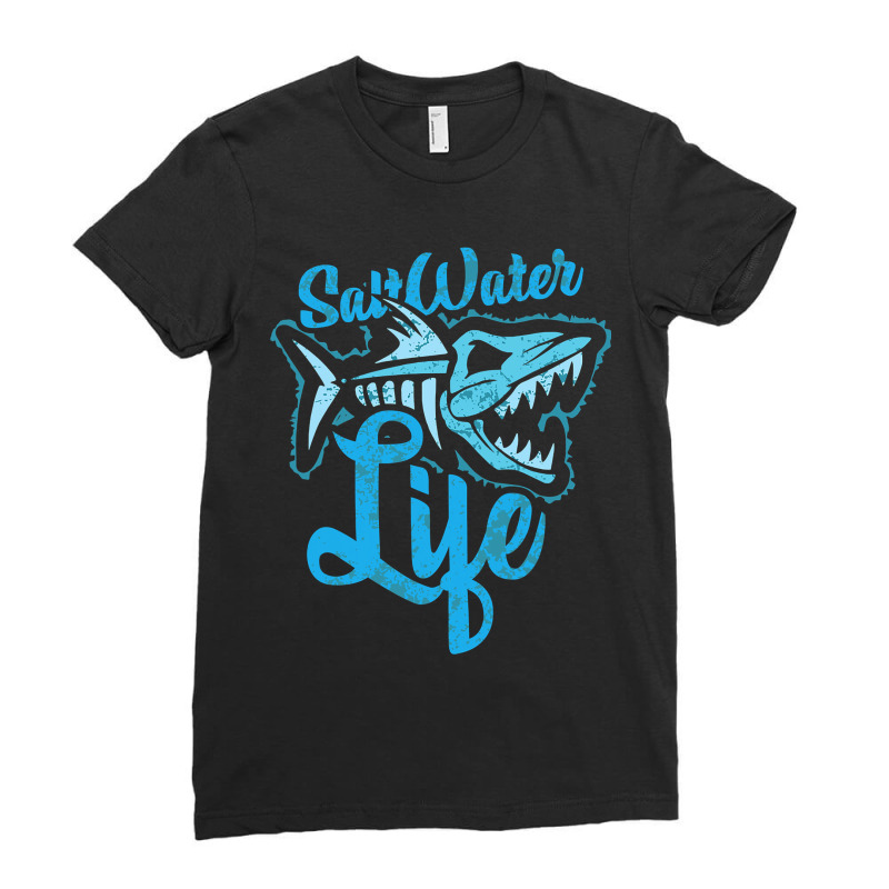 Saltwater Life Fishing Ladies Fitted T-Shirt by cm-arts | Artistshot