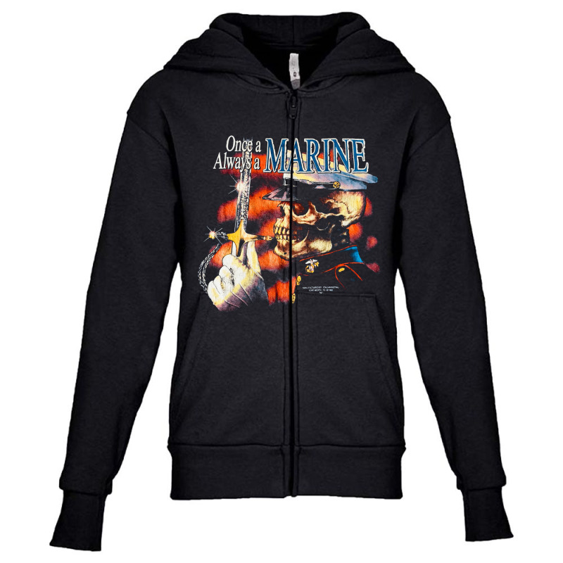 Marines, Skeleton 3d Emblem, Once A Always A Marines, Once A Always, A Youth Zipper Hoodie by SHUOPGHFR | Artistshot