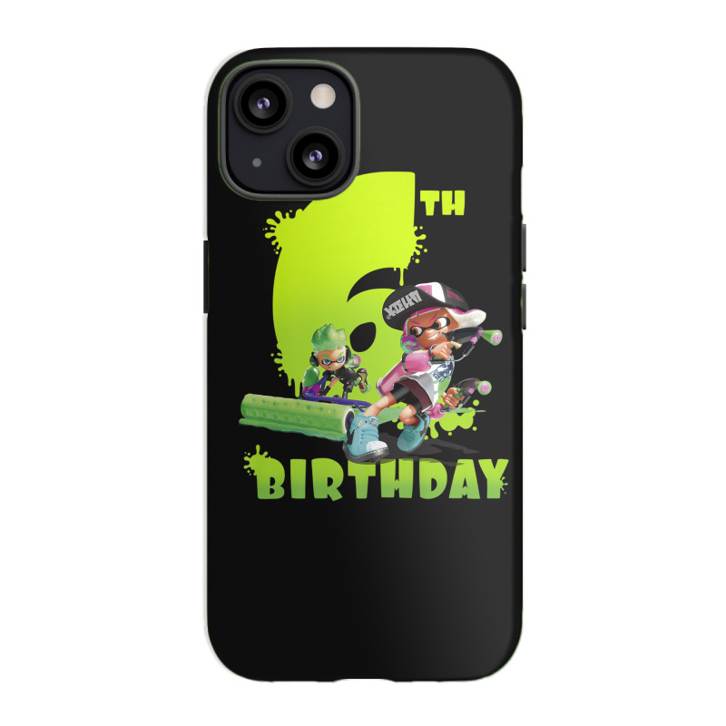 Splatoon Inkling 6th Birthday Green Splatter Portrait Iphone 13 Case | Artistshot