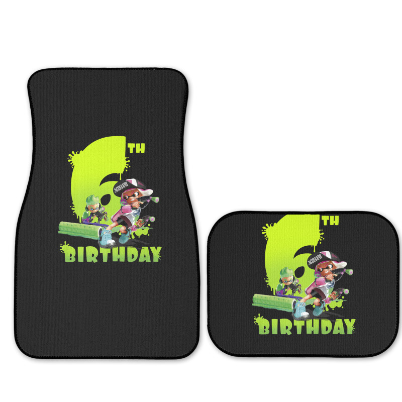 Splatoon Inkling 6th Birthday Green Splatter Portrait Full Set Car Mats | Artistshot