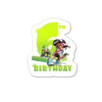 Splatoon Inkling 6th Birthday Green Splatter Portrait Sticker | Artistshot