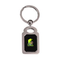 Splatoon Inkling 6th Birthday Green Splatter Portrait Silver Rectangle Keychain | Artistshot