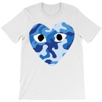 Heart With Eyes Blue Camo T-shirt | Artistshot