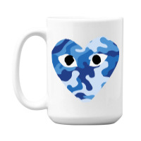 Heart With Eyes Blue Camo 15 Oz Coffee Mug | Artistshot