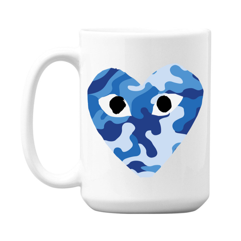 Heart With Eyes Blue Camo 15 Oz Coffee Mug | Artistshot