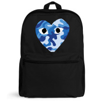 Heart With Eyes Blue Camo Backpack | Artistshot