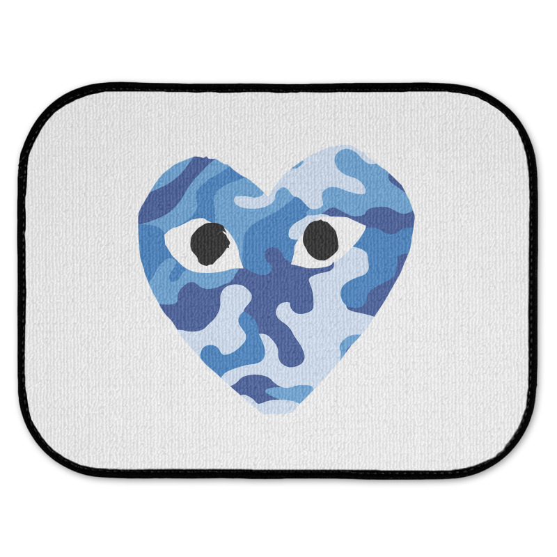 Heart With Eyes Blue Camo Rear Car Mat | Artistshot