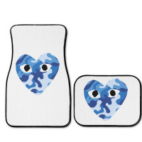 Heart With Eyes Blue Camo Full Set Car Mats | Artistshot