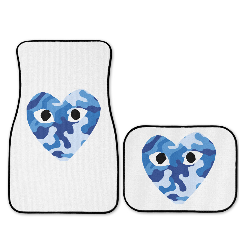 Heart With Eyes Blue Camo Full Set Car Mats | Artistshot