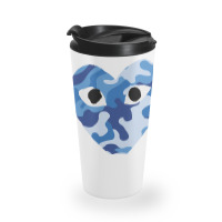 Heart With Eyes Blue Camo Travel Mug | Artistshot