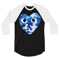 Heart With Eyes Blue Camo 3/4 Sleeve Shirt | Artistshot