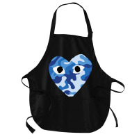 Heart With Eyes Blue Camo Medium-length Apron | Artistshot