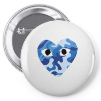 Heart With Eyes Blue Camo Pin-back Button | Artistshot