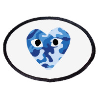 Heart With Eyes Blue Camo Oval Patch | Artistshot