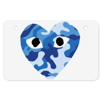 Heart With Eyes Blue Camo Atv License Plate | Artistshot