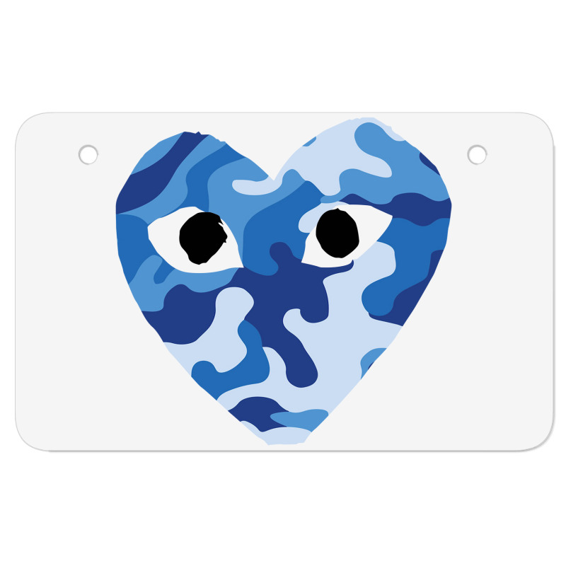 Heart With Eyes Blue Camo Atv License Plate | Artistshot