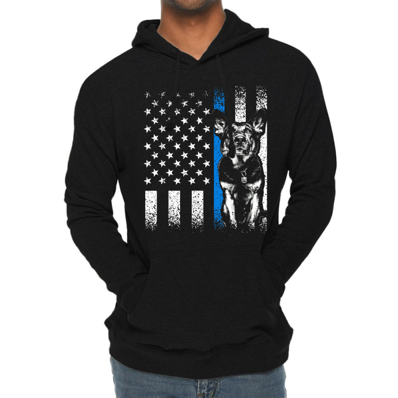 Thin Blue Line American Flag Police K9 Dog Balinese Malinois Lightweight Hoodie by LorettaSharron | Artistshot